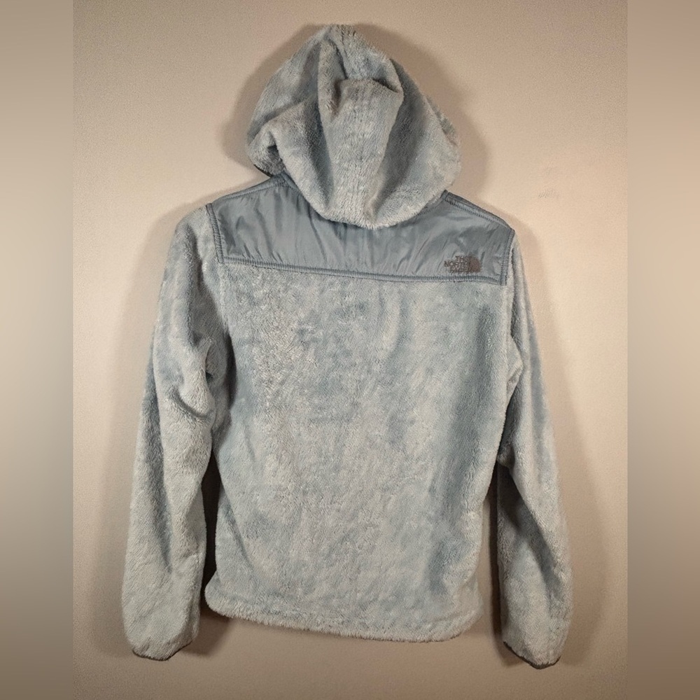 The North Face Women’s XS Light Blue Fuzzy Plush Hooded Full Zip Jacket - Picture 6 of 10